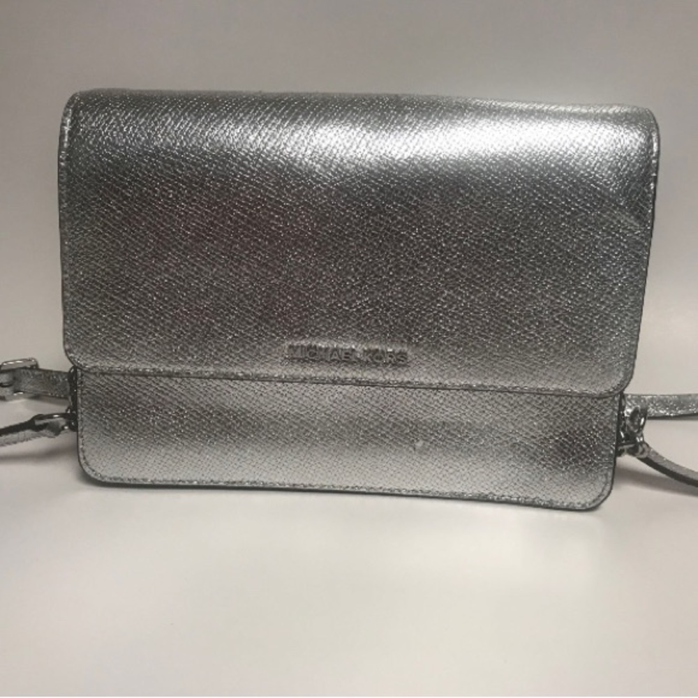 MK metallic silver purse